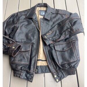 CARROLL Original Wear Men’s Leather Biker Bomber Jacket Brown Quilted 2XL EUC